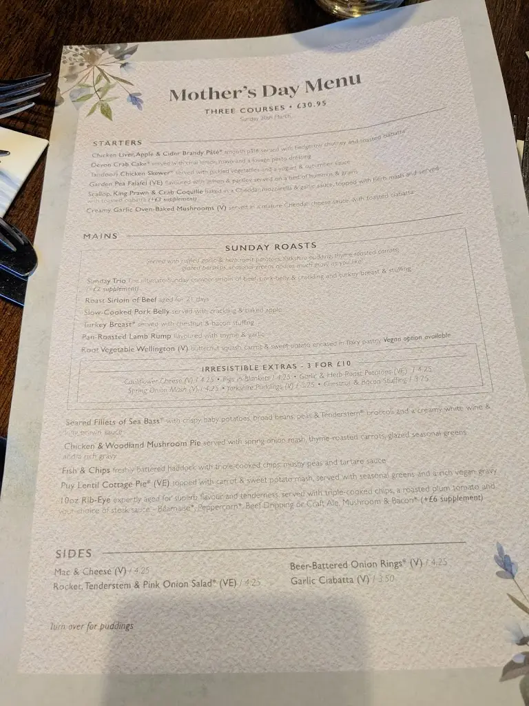 Menu_The Swallow's Nest_Halesowen_image_1