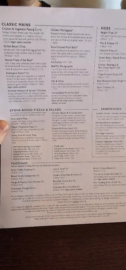 Menu_The Swallow's Nest_Halesowen_image_2