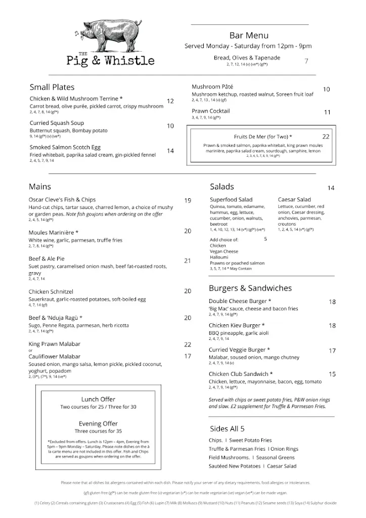 Menu_The Pig And Whistle_Grimsby_image_3