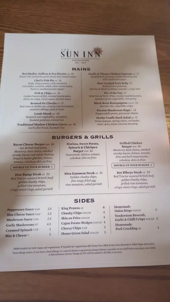 Menu_The Sun Inn_Hardingstone_immagine_3