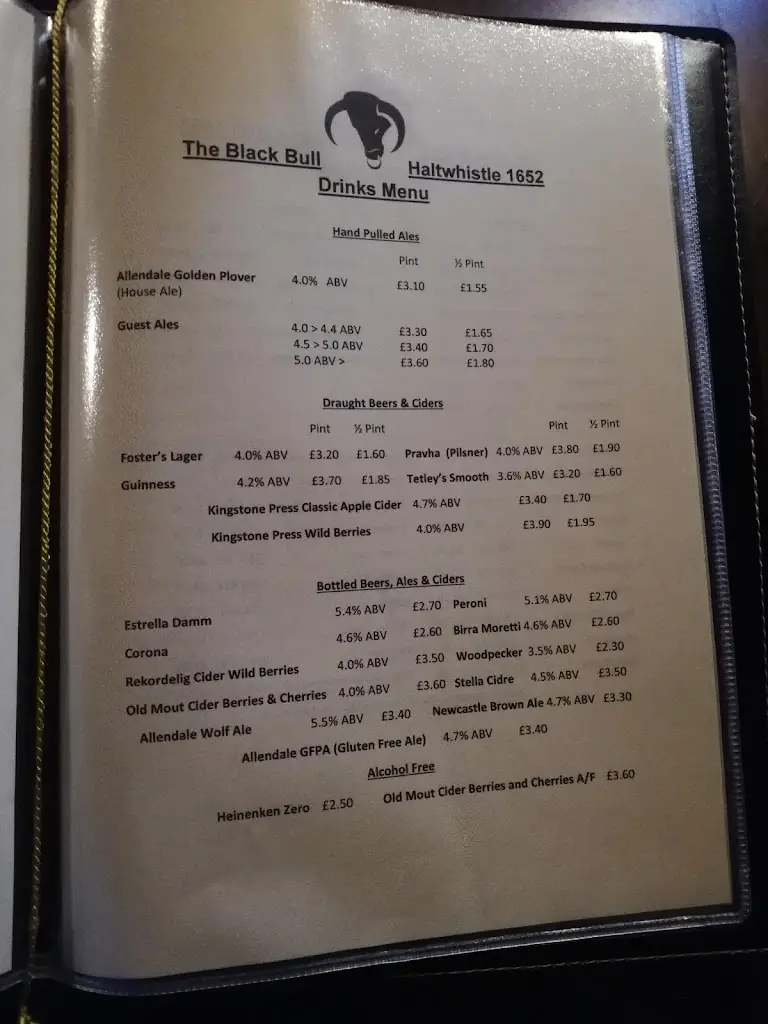 Menu_The Black Bull_Haltwhistle_image_2