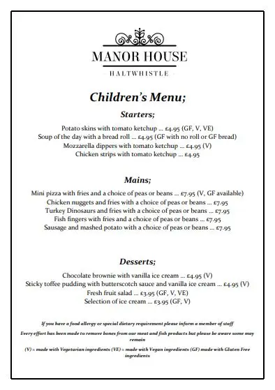 Menu_Manor House Hotel, Pub & Restaurant_Haltwhistle_image_3