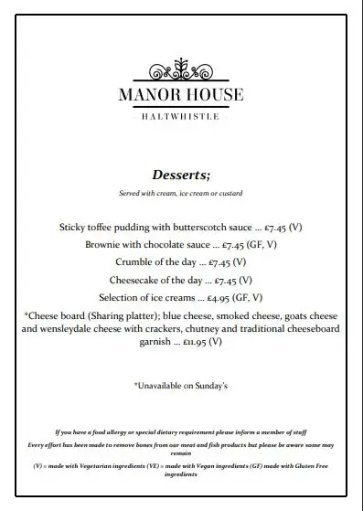 Menu_Manor House Hotel, Pub & Restaurant_Haltwhistle_image_4