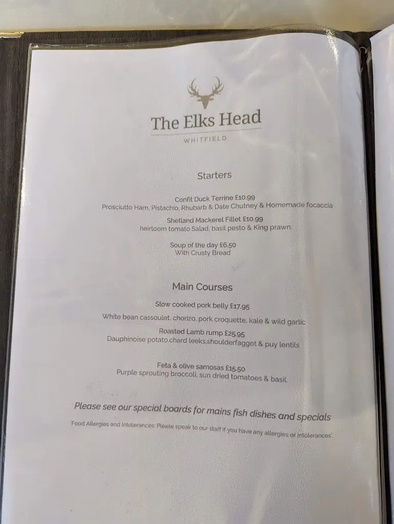 Menu_The Elk's Head_Haltwhistle_image_1