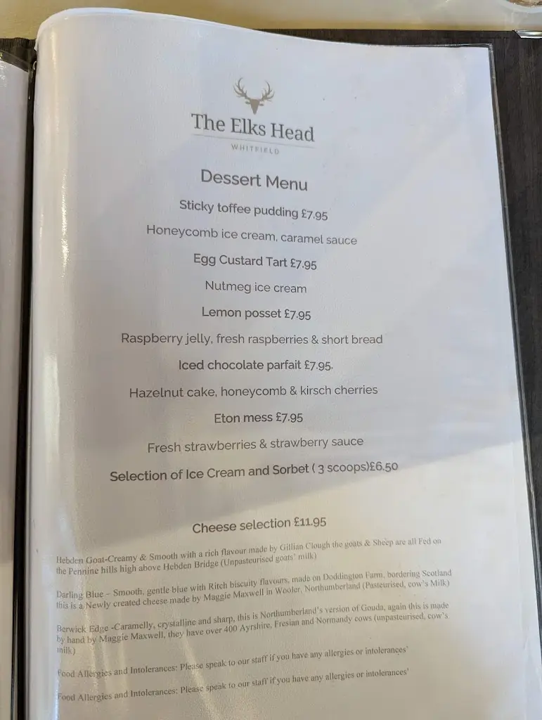 Menu_The Elk's Head_Haltwhistle_image_2