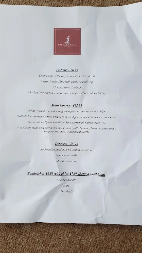 Menu_The Elk's Head_Haltwhistle_image_4