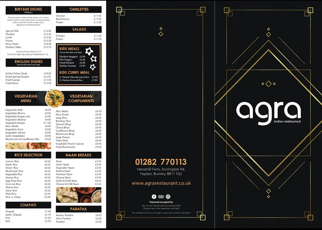 Menu_Agra Indian Restaurant_Hapton_image_1