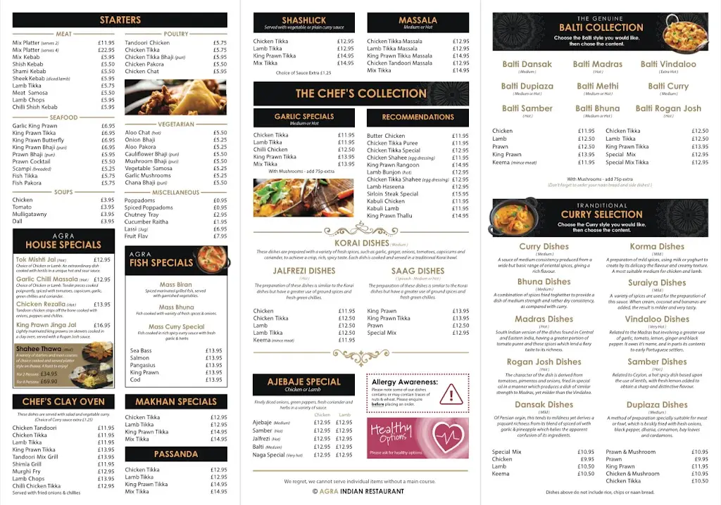 Menu_Agra Indian Restaurant_Hapton_image_2
