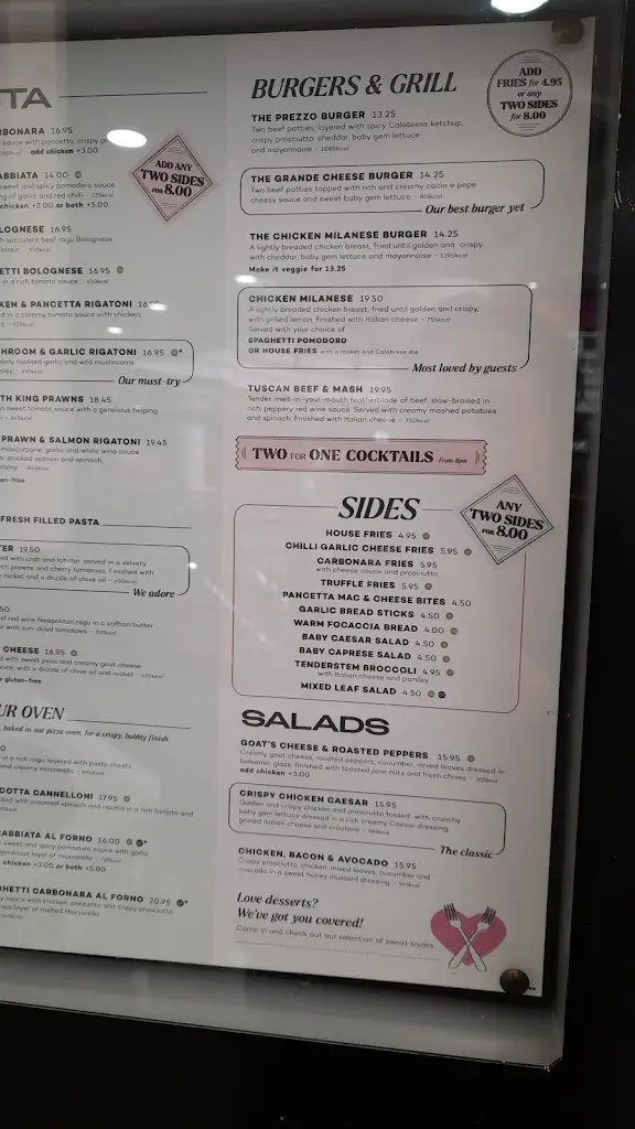 Menu_Prezzo Italian Restaurant Harrow St George's_Harrow on the Hill_image_1