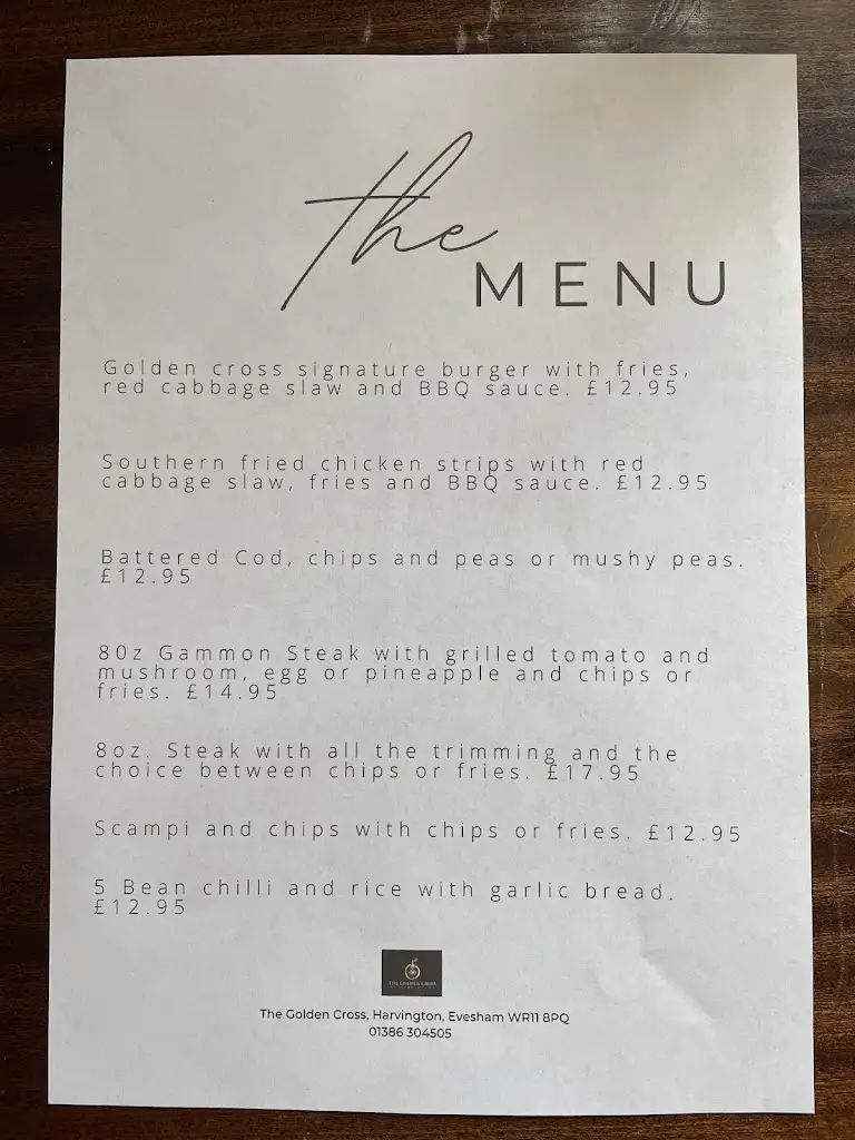 Menu_The Golden Cross_Harvington_image_1