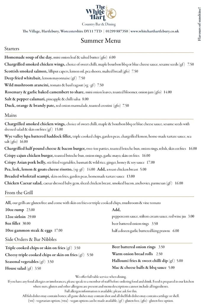 Menu_The White Hart at Hartlebury_Hartlebury_image_1