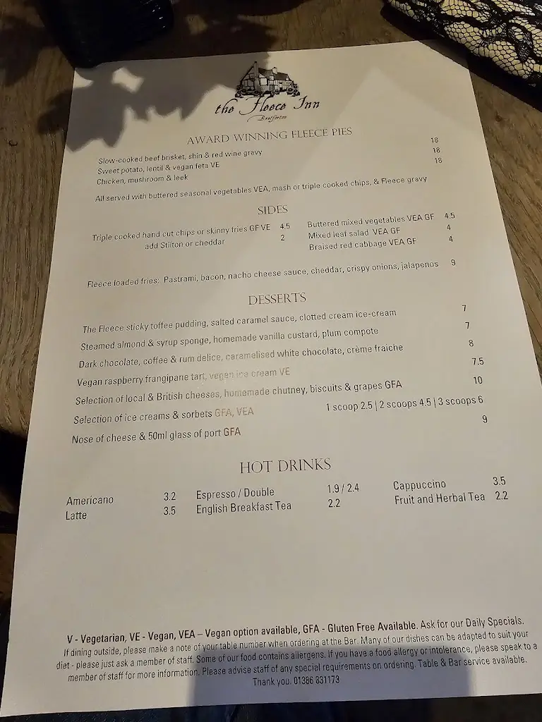 Menü_The Fleece Inn, Bretforton (National Trust)_Badsey_Bild_4