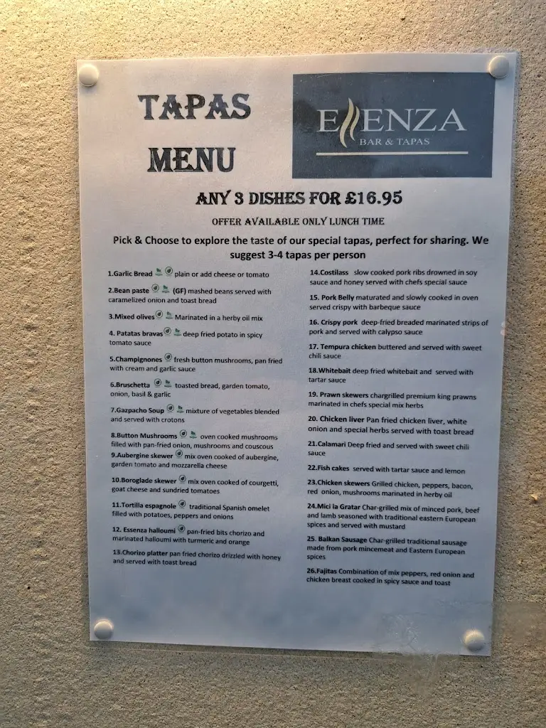 Menu_Essenza Bar & Tapas_Harrogate_immagine_2