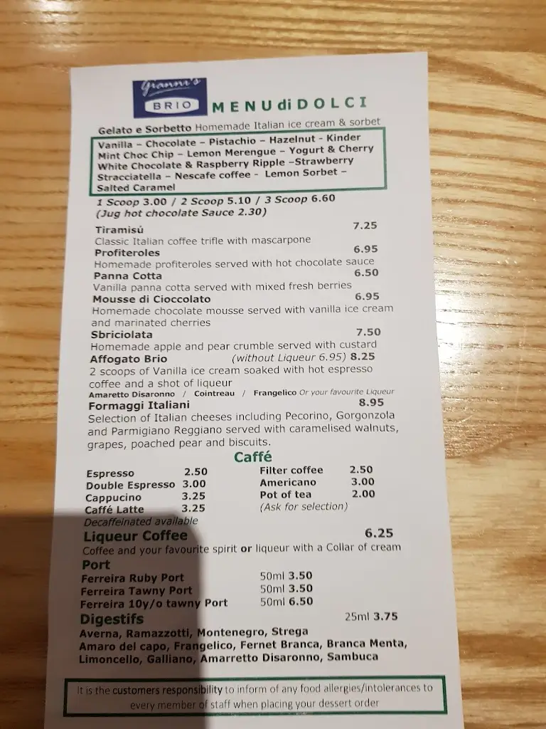 Menu_Gianni's Brio Restaurant_Harrogate_image_1