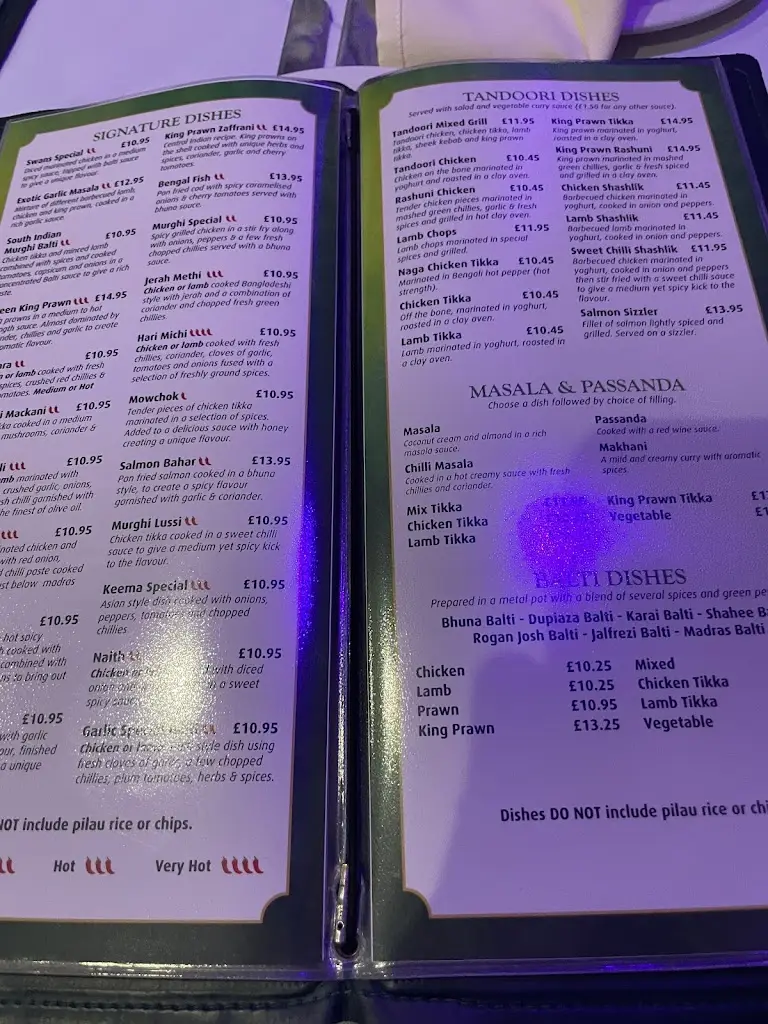 Menu_The Swan Indian Dining_Bacup_image_1