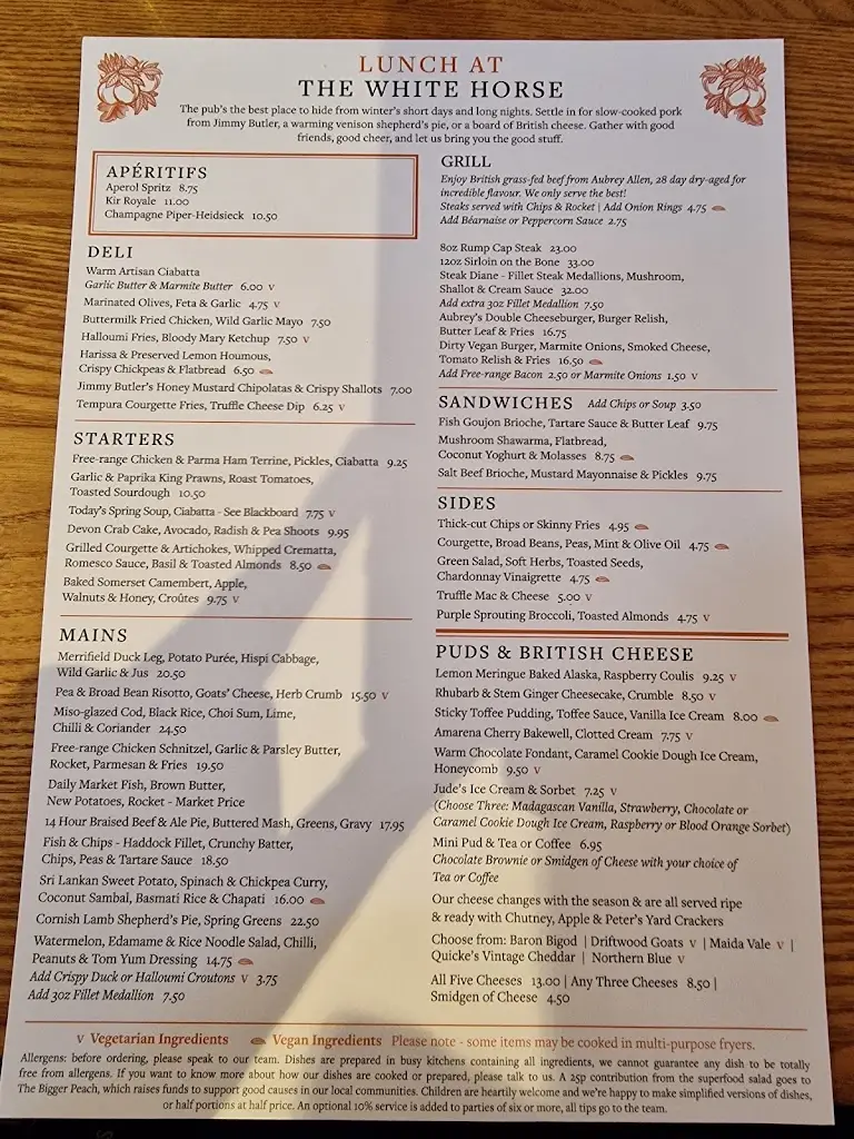 Menu_The White Horse_Harpenden_image_1