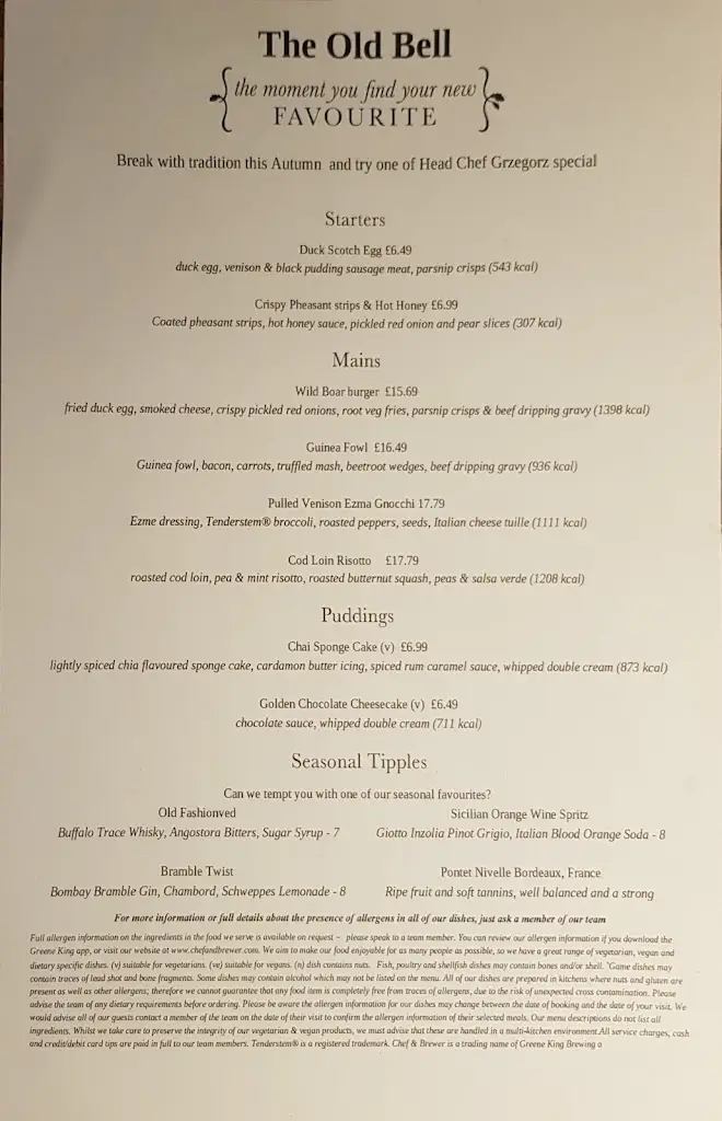 Menu_The Old Bell_Harpenden_image_3