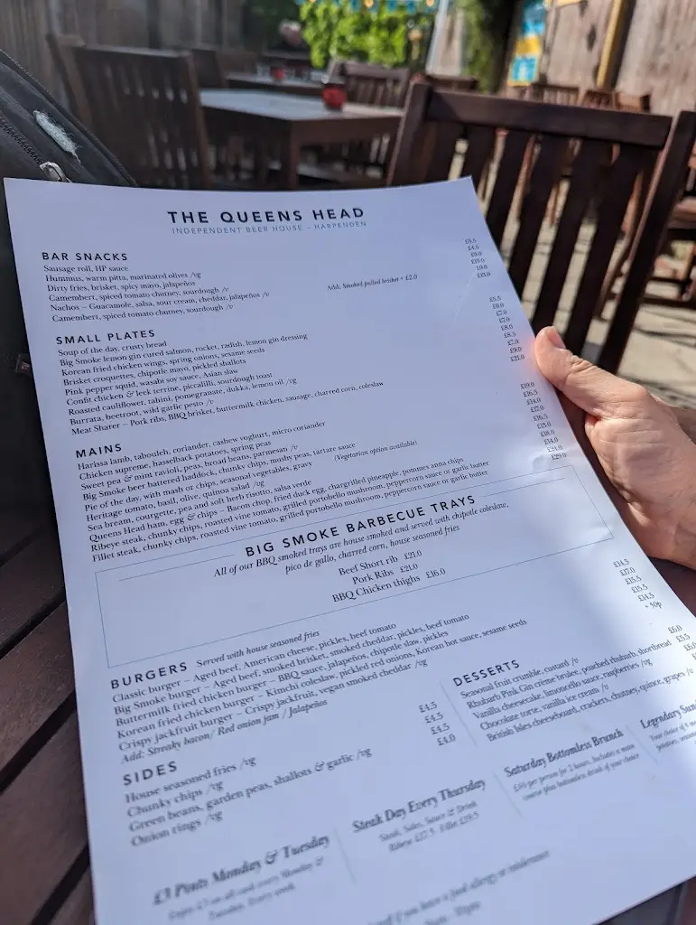 Menu_Queens Head_Harpenden_immagine_2