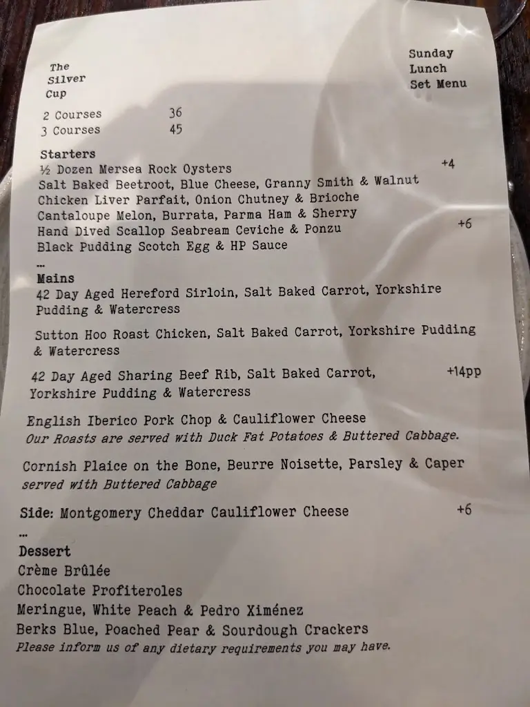 Menu_The Silver Cup_Harpenden_image_2