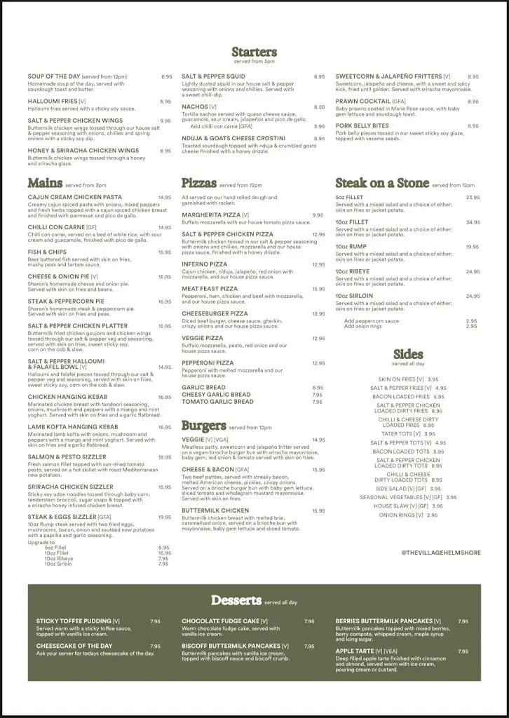 Menu_The Village_Haslingden_image_2