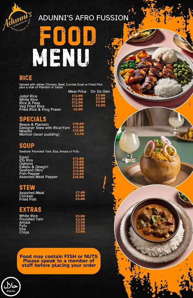 Menu_Adunni's Afrofussion Restaurant & Bar_Harlow_immagine_1