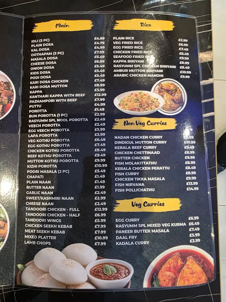 Menu_RASYUMM SOUTH INDIAN RESTAURANT_Harlow_image_1