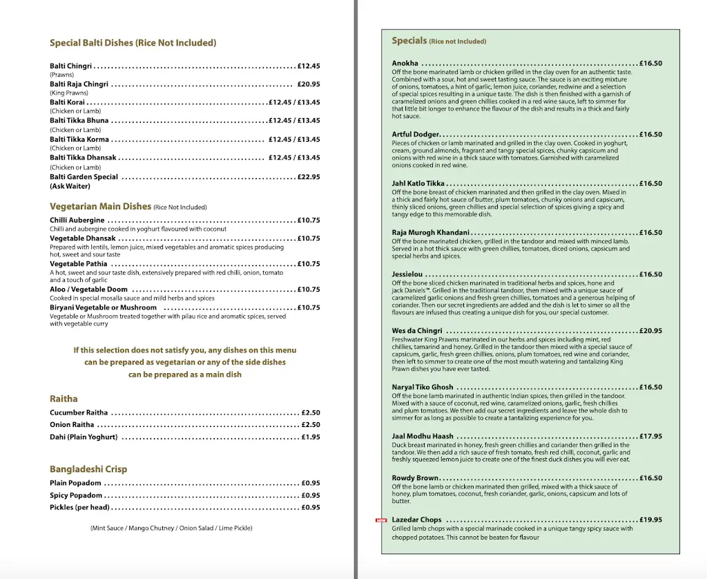 Menu_Garden of India_Harlow_imagen_1