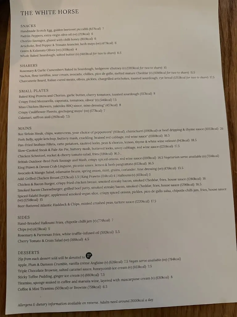 Menu_The White Horse_Haslemere_image_1