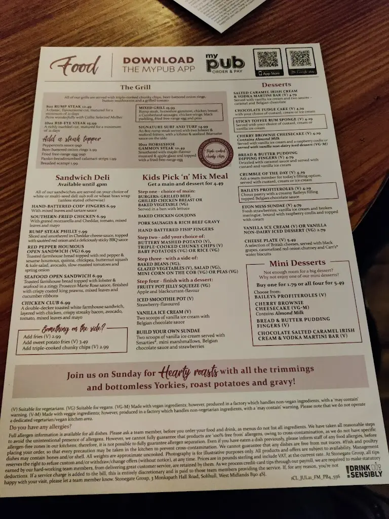 Menu_The White Horse_Haslemere_image_3