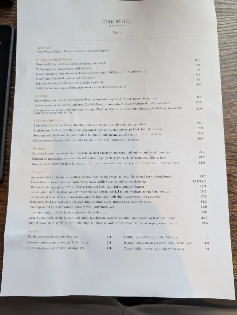 Menu_The Mill, Haslemere_Haslemere_image_1