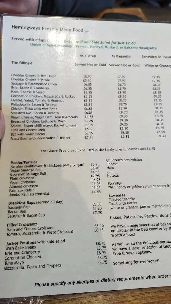 Menu_Hemingways of Haslemere_Haslemere_image_2