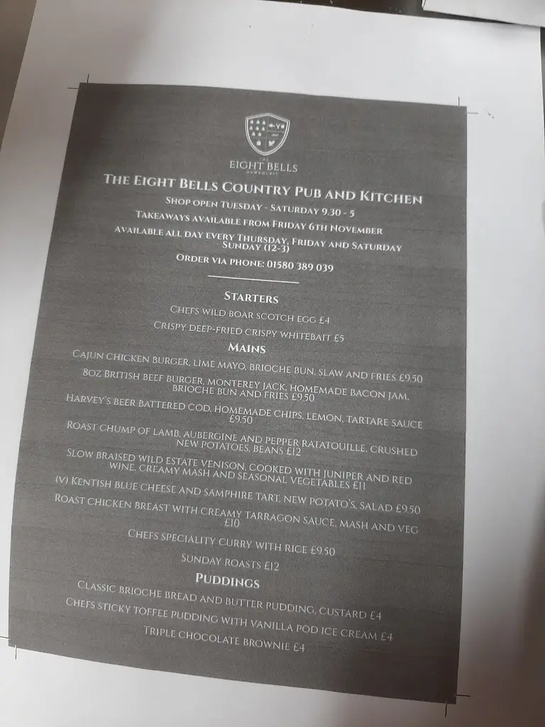 Menu_The Eight Bells_Hawkhurst_image_4