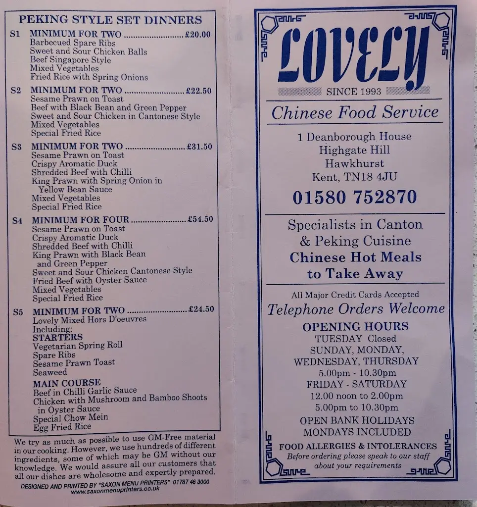 Menu_Lovely's of Hawkhurst_Hawkhurst_immagine_1
