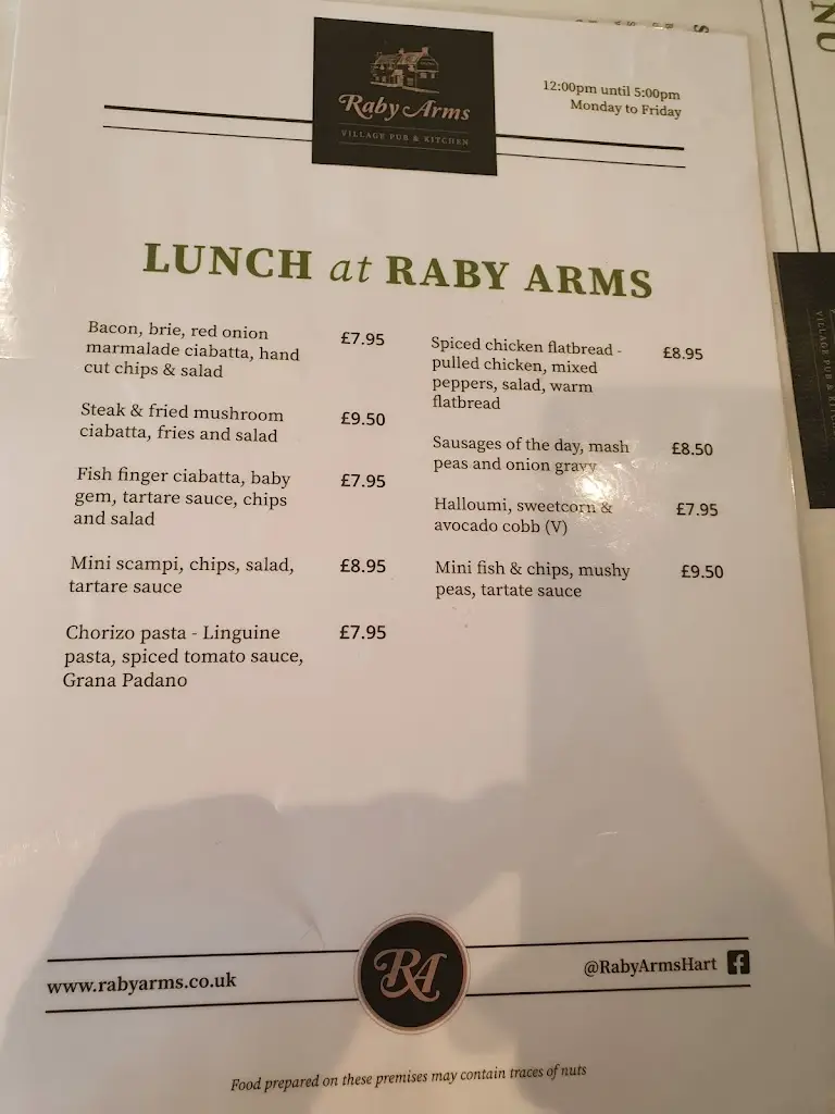 Menu_The Raby Arms - Village Pub and Kitchen_Hartlepool_image_2