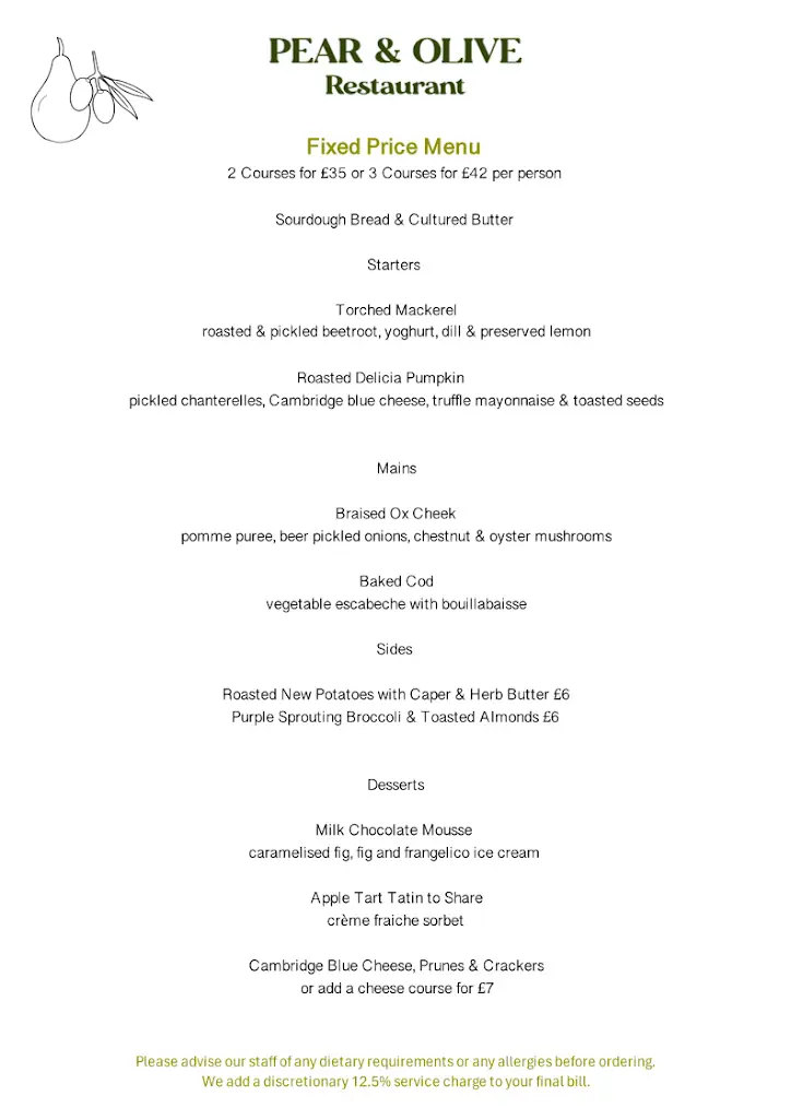 Menu_The Pear & Olive Restaurant_Balsham_image_1