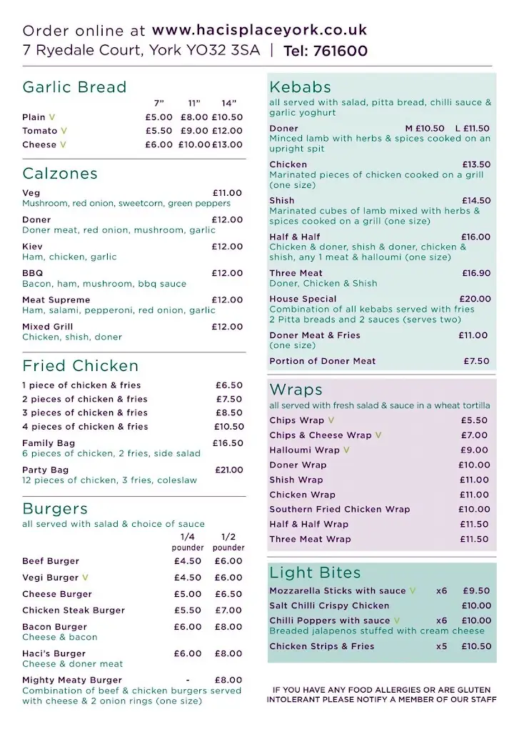 Menu_Haci's Place_Haxby_image_1