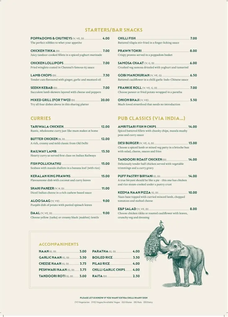 Menu_The Elephant and Peacock_Heage_image_1