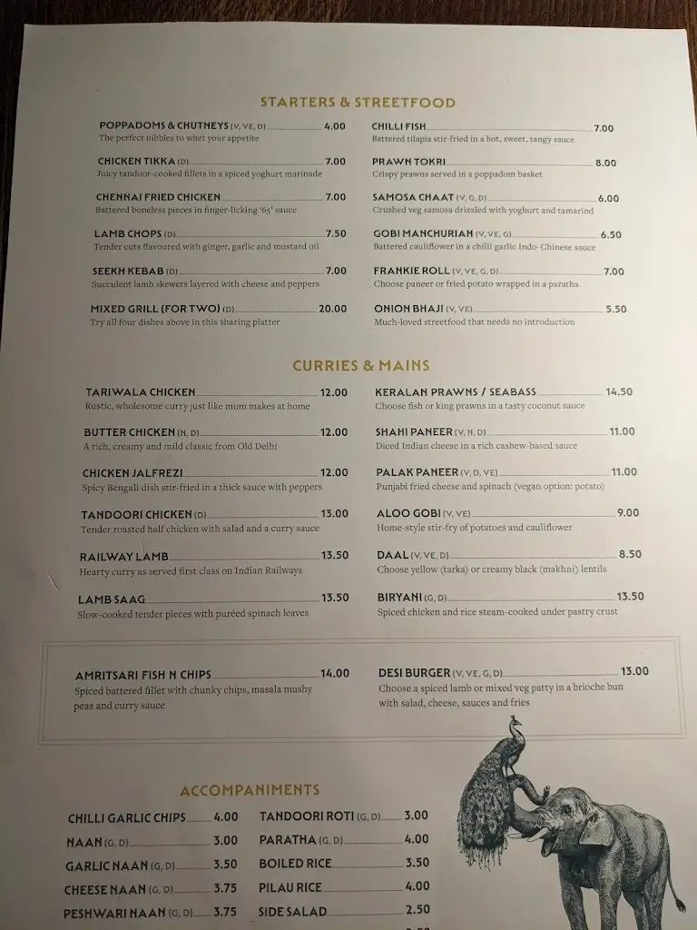 Menu_The Elephant and Peacock_Heage_image_2