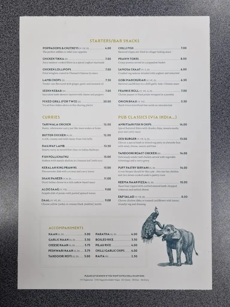 Menu_The Elephant and Peacock_Heage_image_4