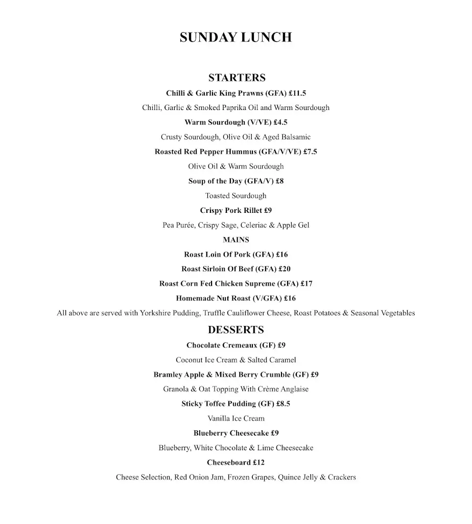 Menu_The Blind Pig_Aylsham_imagen_1