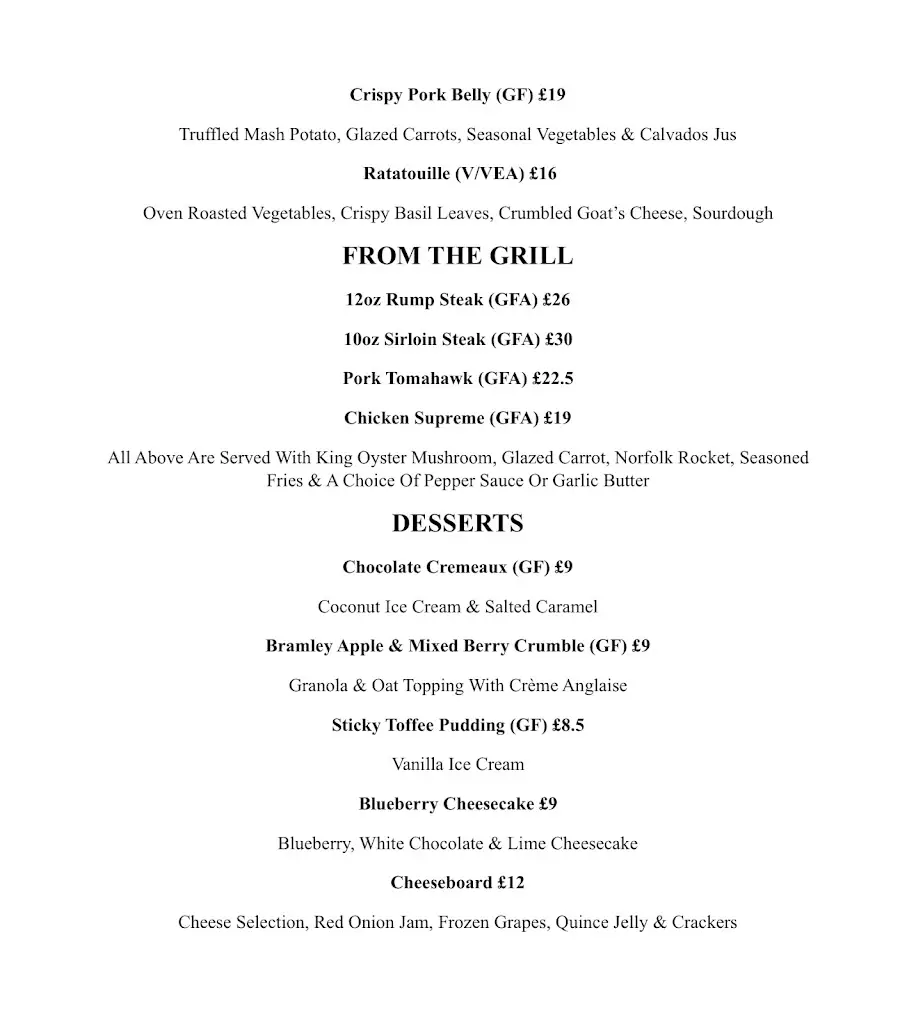 Menu_The Blind Pig_Aylsham_imagen_2