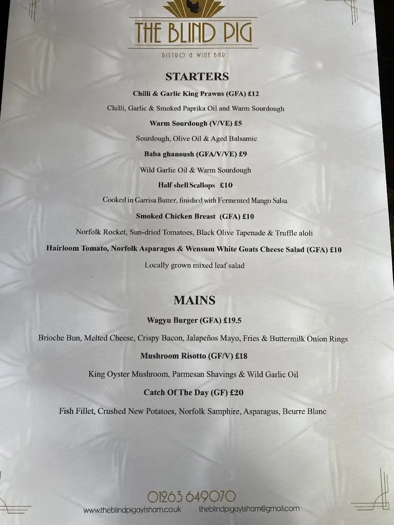 Menu_The Blind Pig_Aylsham_imagen_4