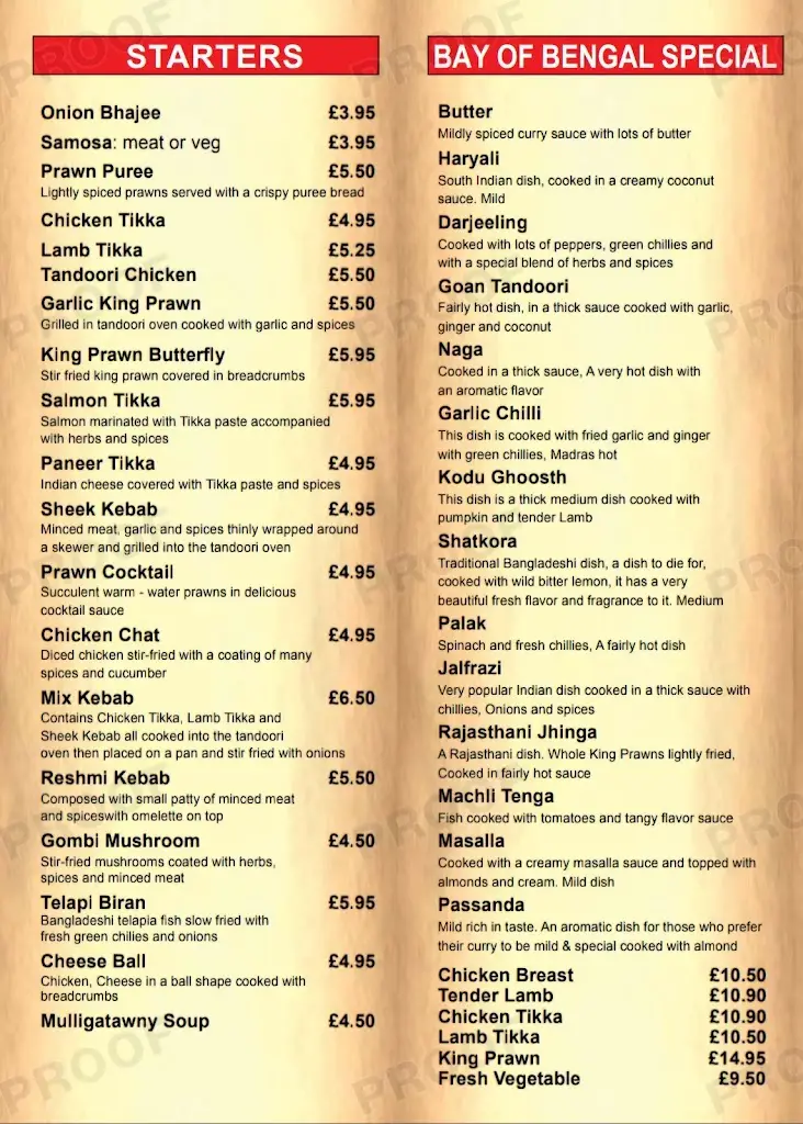 Menu_Bay of Bengal_Hayling Island_image_4