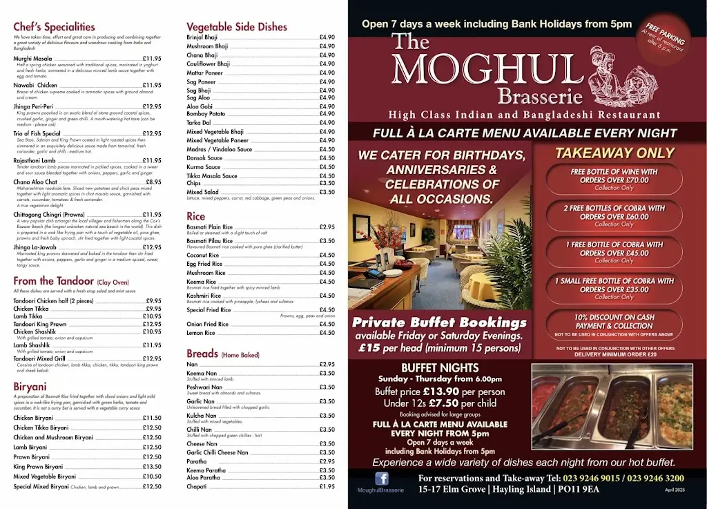 Menu_The Moghul Brasserie_Hayling Island_image_1