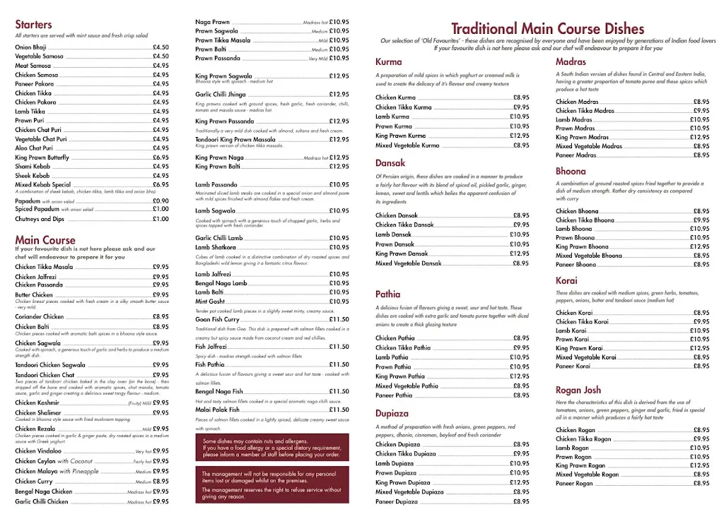 Menu_The Moghul Brasserie_Hayling Island_image_2
