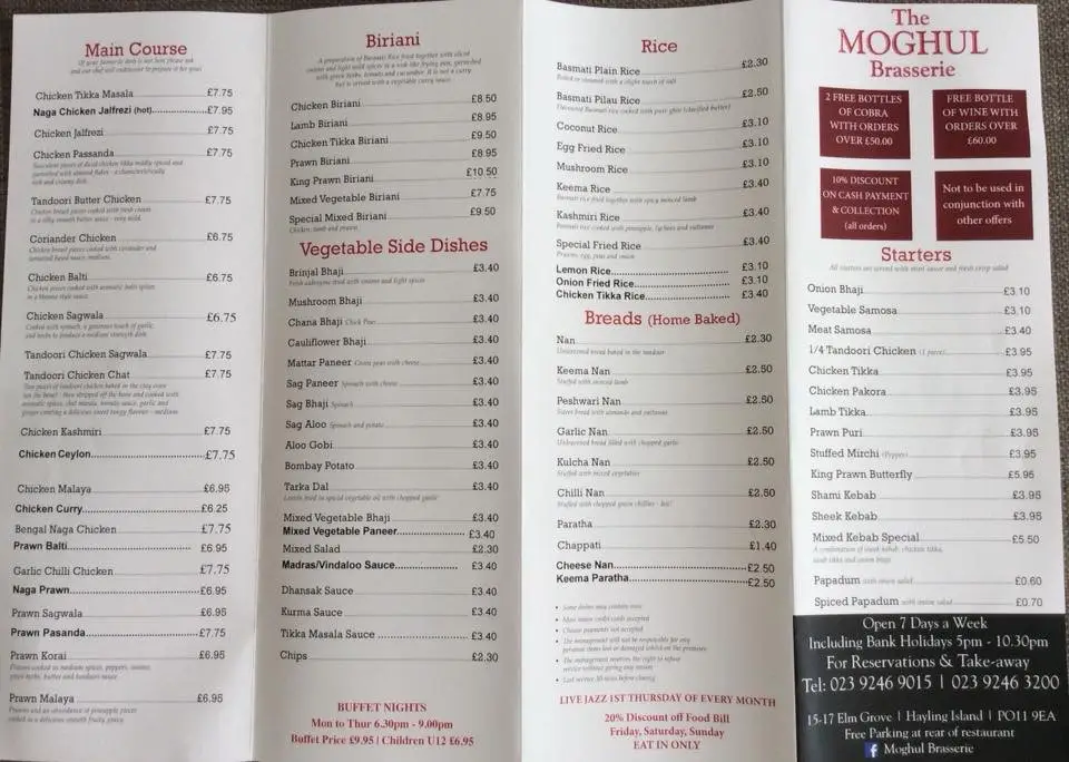 Menu_The Moghul Brasserie_Hayling Island_image_4
