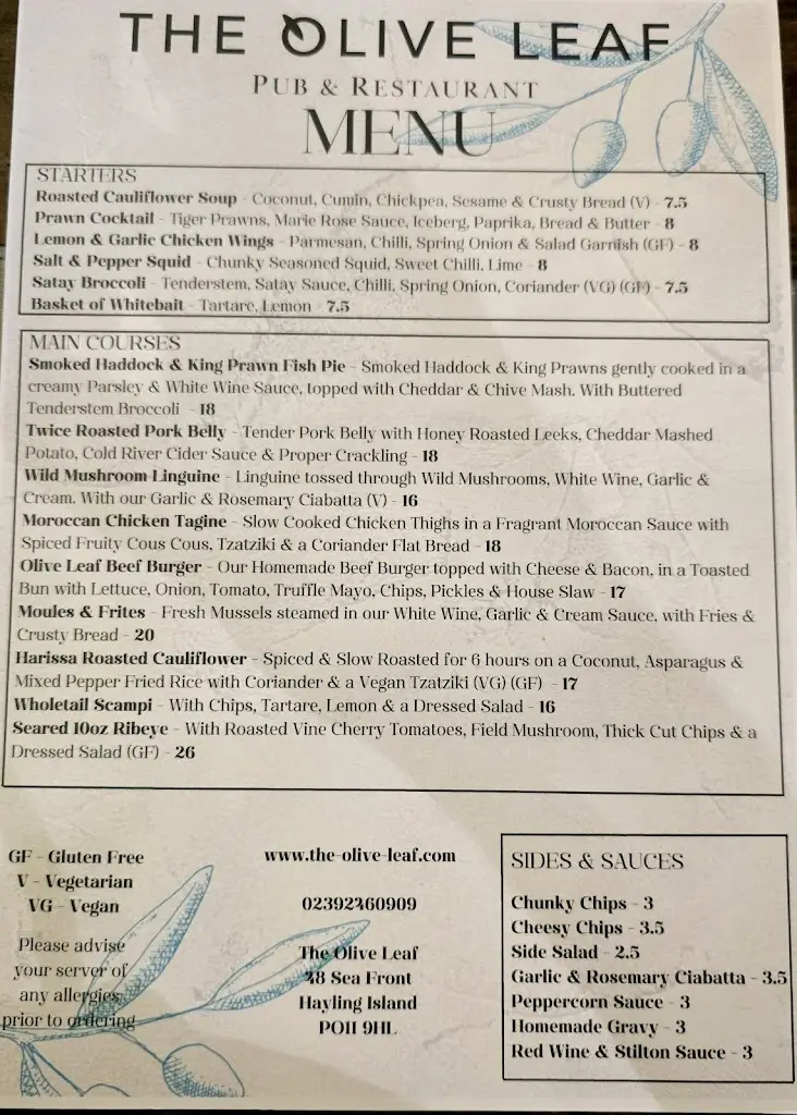 Menu_The Olive Leaf_Hayling Island_image_3