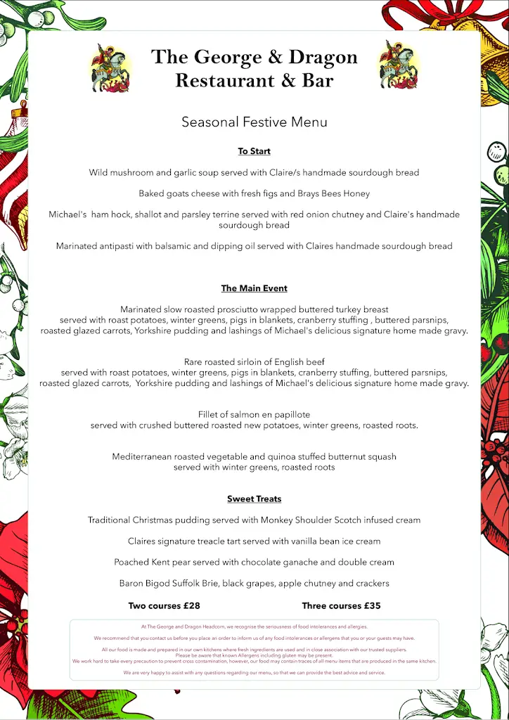 Menu_George & Dragon_Headcorn_imagen_1