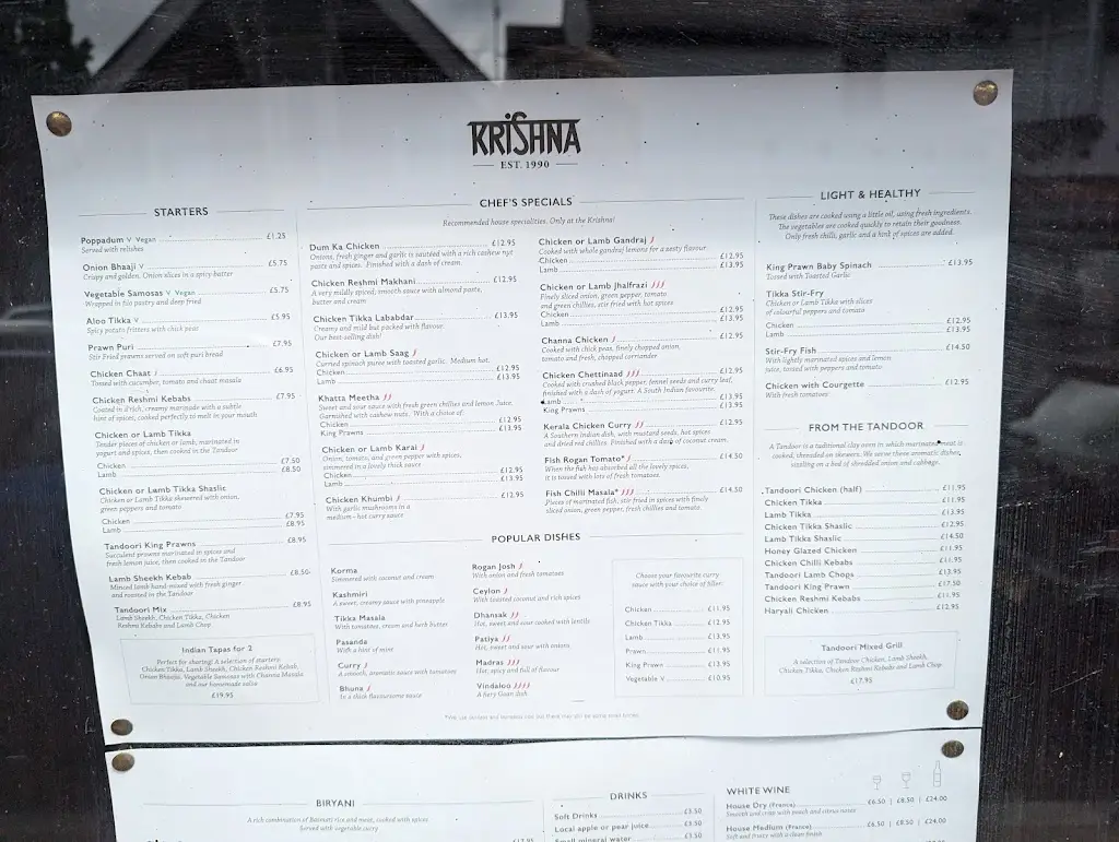 Menu_Krishna Indian Restaurant_Headcorn_image_1