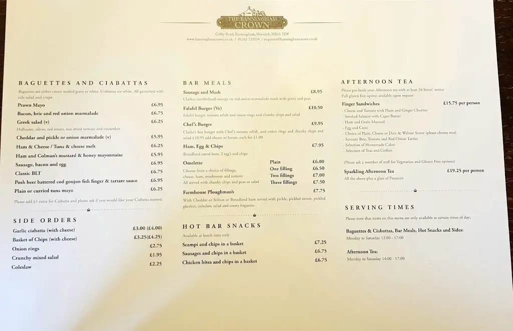 Menu_Banningham Crown_Aylsham_image_4